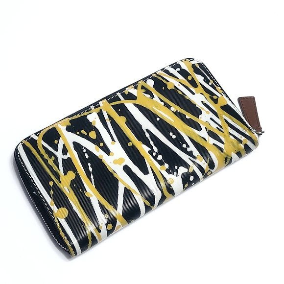 Burberry Wallet Trench Calfskin Leather Splash Print Zip Around - Picture 7 of 13